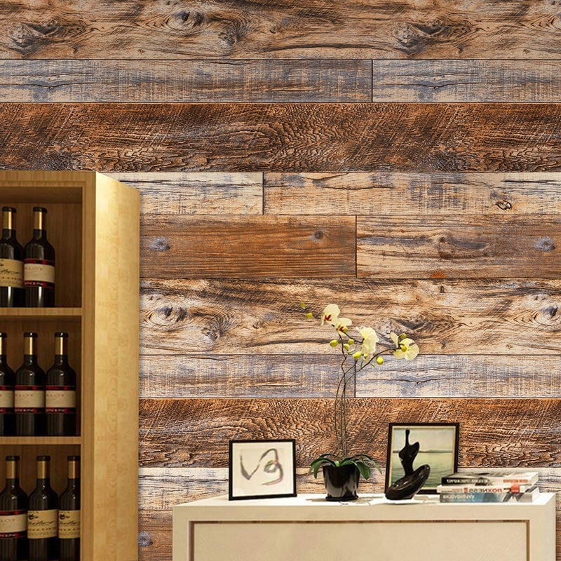 WENMER 17.71" x 394" Brown Wood Peel and Stick Wallpaper Shiplap Self Adhesive Wall Paper Wood Plank Wallpaper for Countertop Cabinet Shelf Drawer Wall Door - Image 4
